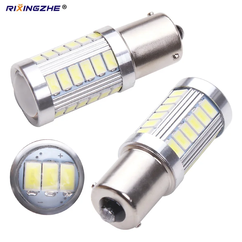 2 шт. Строб led T20 7443 1156 BA15S 1157 BAY15D 5630 5730 33 Smd светодиодные лампы для автомобиля вспышки лампы стоп сигнала фонари заднего хода красный цвет: желтый, белый 12V