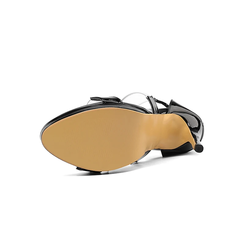 Босоножки женские на очень высокой шпильке модные сандалии с прозрачной молнией