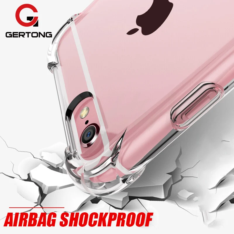 Роскошный противоударный прозрачный чехол GerTong для iPhone X 7 8 Plus 6 6s 10 5 SE силиконовый