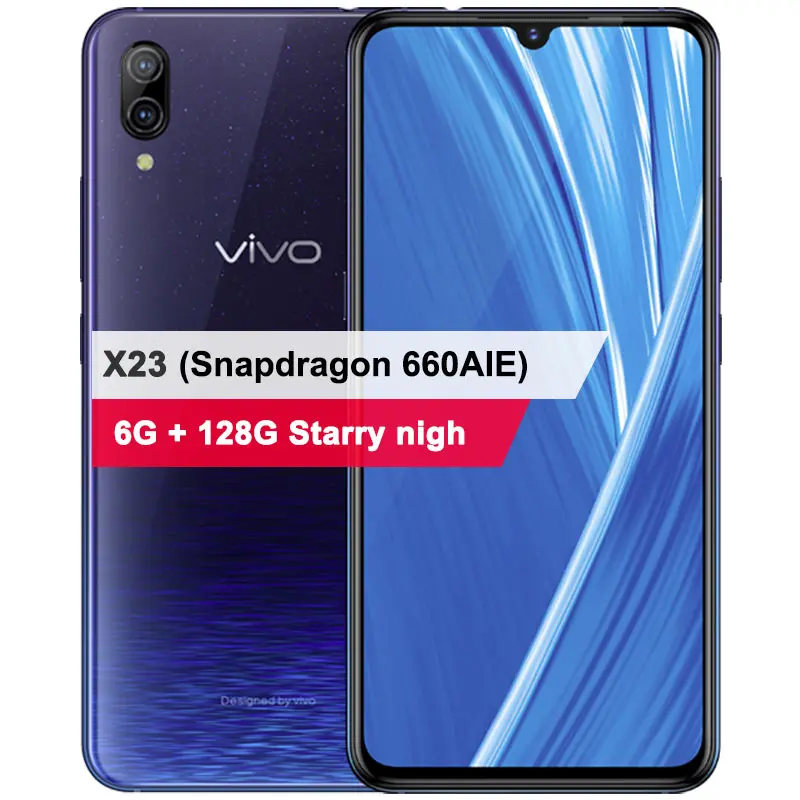 6G 128G Starry Night VIVO X23 мобильный телефон 6,4" 6G Оперативная память 128G Встроенная память 24.8MP Камера Snapdragon 660 Octa core 3500 мА/ч, два задние фары мощностью 12+ 13 Мп сотовый телефон - Цвет: 6G 128G Starry Night