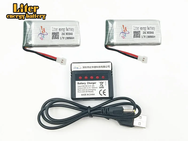 2 шт./лот для X5SC X5SW X3.7V 1300 мАч 903048 25C 1S вольт 30C Lipo Аккумулятор Akku + X4 зарядное