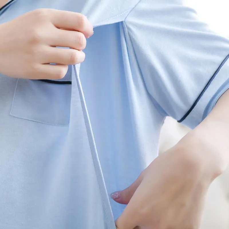 Хлопковая одежда для сна беременных женщин пижамы кормящих мам кормления грудью