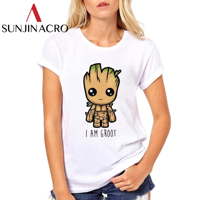 Женская футболка с изображением грута SUNJINACRO летняя повседневная коротким