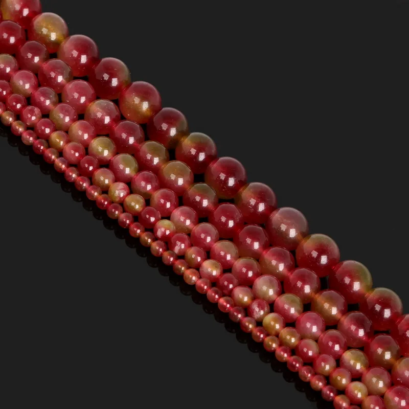 Новые натуральные камни розово-зеленые малазийские россыпью окрашенные бусины 4