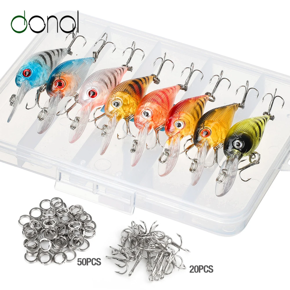 

DONQL 8pcs/ Set Hard Baits Wobbler Minnow Fishing Lures 4.7g 6cm Crankbaits Fishing Bait Kit With Treble Hooks And Split Rings