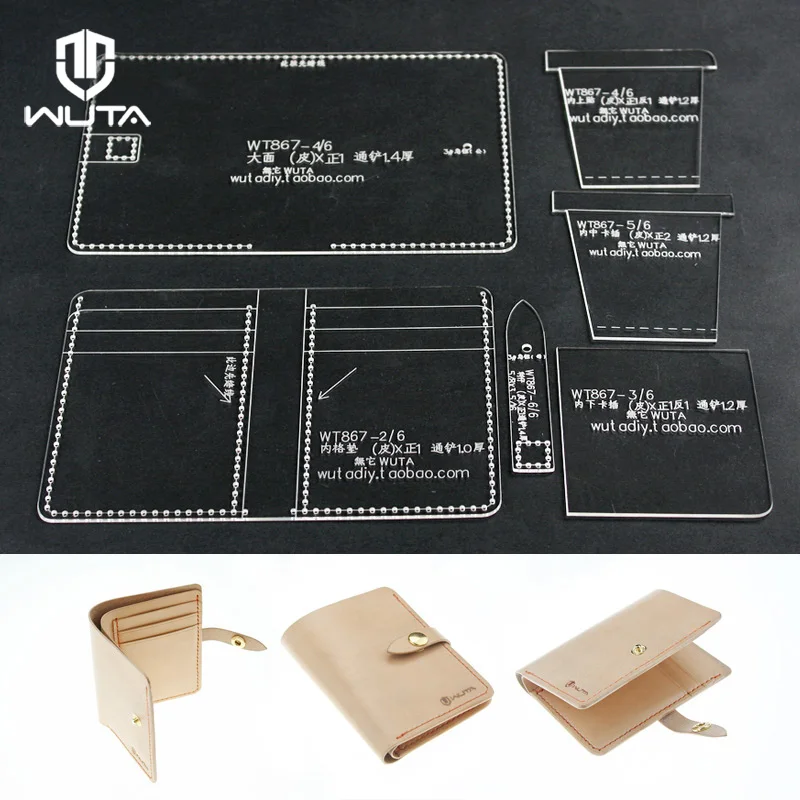 

WUTA 867 Leather Craft Template Acrylic Clear Template Handcrafting Set DIY Craft Tools For Leather Wallet Pattern High Quality