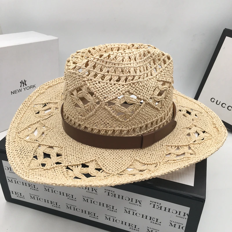 Ковбойская джазовая шляпа ткачество полый рыцарь мужская праздник Пляж Леди для