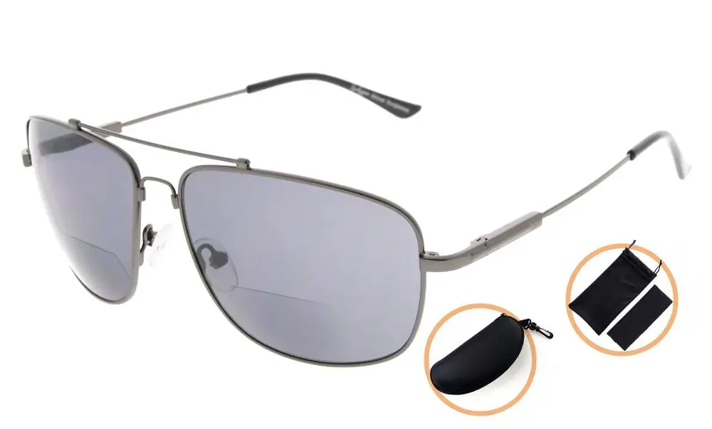 SG1801 Eyekepper памяти двухфокусные солнцезащитные очки гибкие Титан солнцезащитные очки для чтения - Цвет оправы: GunmetalGreyLens