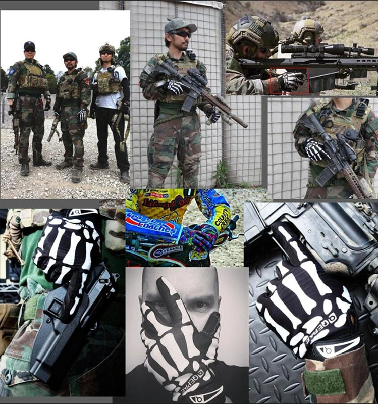 Qeqae полнопальцевые перчатки с черепом и скелетонным узором для езды на