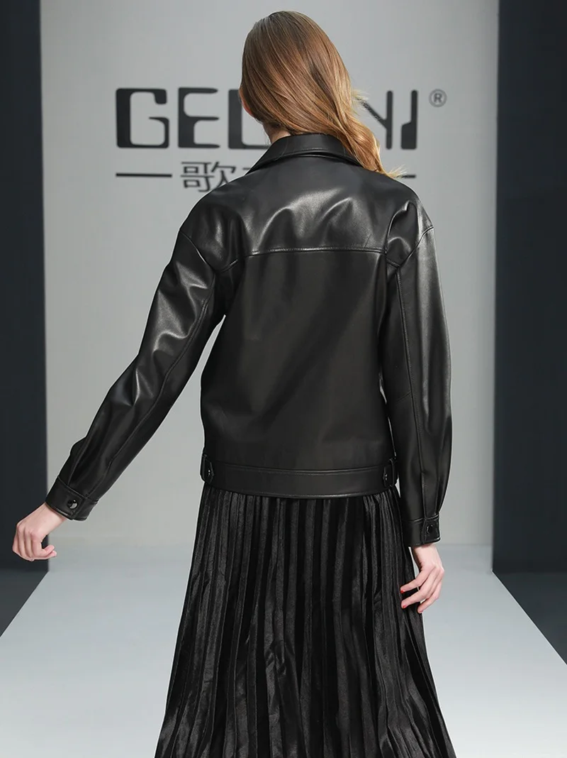 Женская короткая куртка из натуральной овечьей кожи весна осень|Кожаные куртки| |