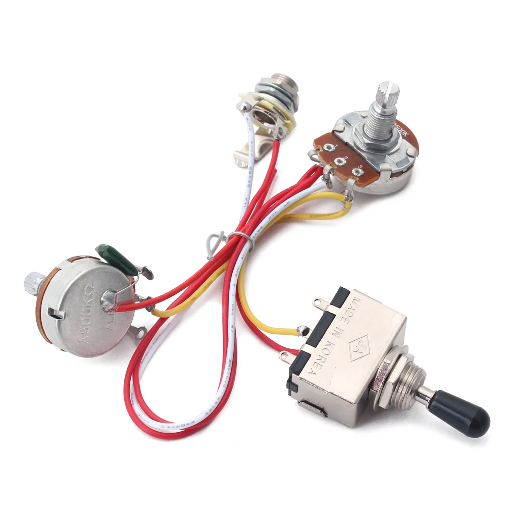 

Guitar Wiring Harness Kit 3 Way Toggle Switch 500K Pots for Electric Guitar Cigar Box Guitar Parts