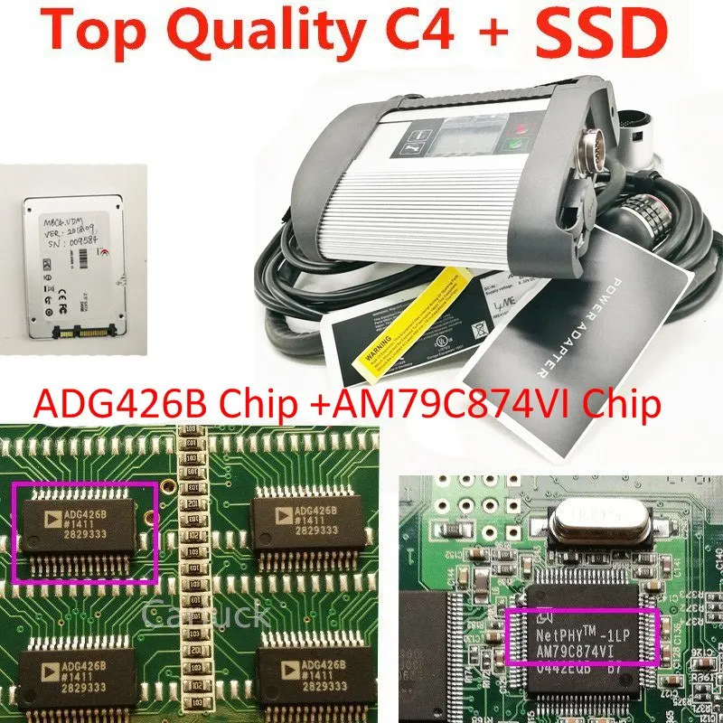 Top Quality With SSD Высочайшее Качество mb star c4 SD Подключение c4 с новейшим программным обеспечением V2019.09 включает vediamo 05,01+ DTS диагностический сканер для автомобилей - Цвет: Top Quality With SSD