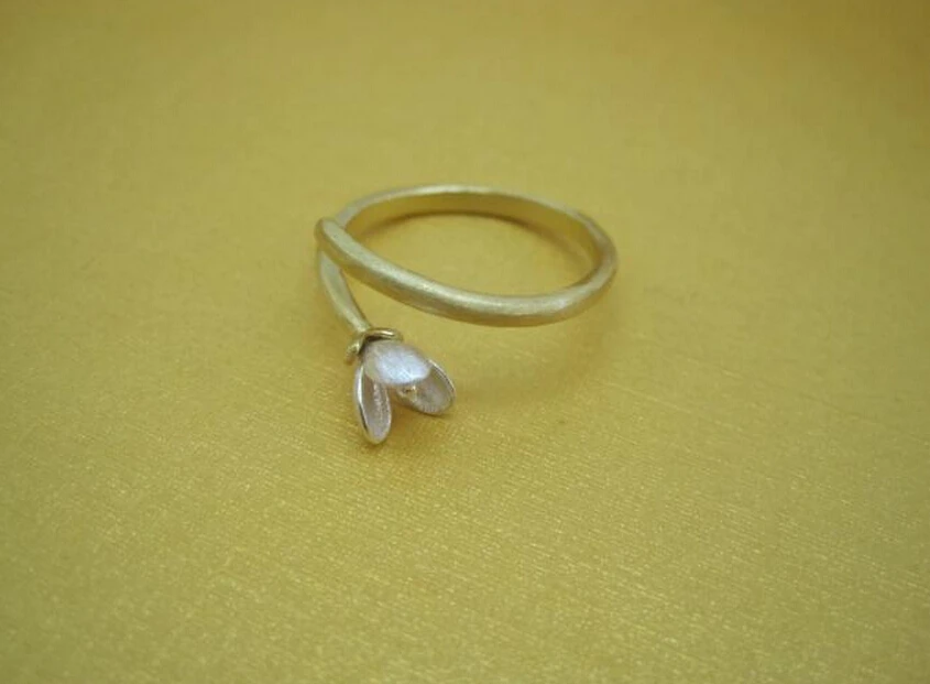 925 серебро двухцветный цвет открытие женский кольцо ювелирных изделий Цветы