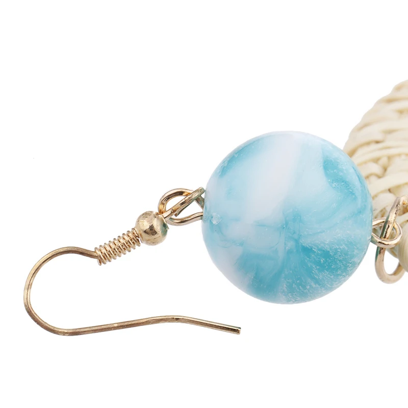 Junlead новейшие плетеные розовые серьги из ротанга ручной работы крючки сплава