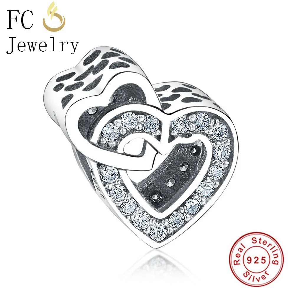 FC0593 FC ювелирные изделия подходят к оригиналу Pandora талисманы браслет 925 серебро весенний цветок сердце розовые цирконы камень Бусины Сделай Сам изготовление Berloque - Цвет: FC0593
