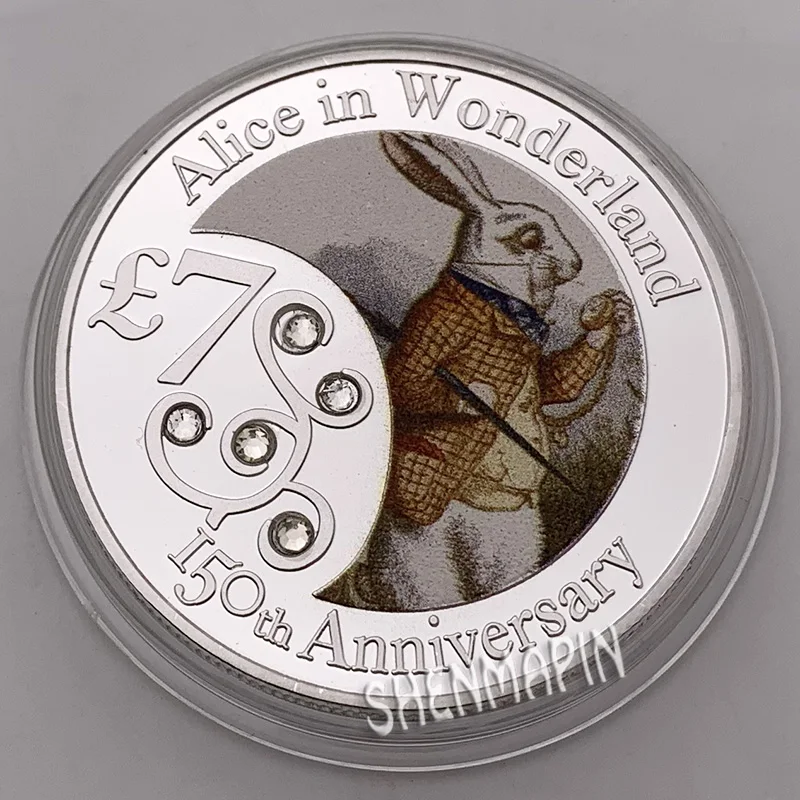 Карманные часы Алиса в стране чудес 999 Юбилейная памятная монета 7 евро серебро