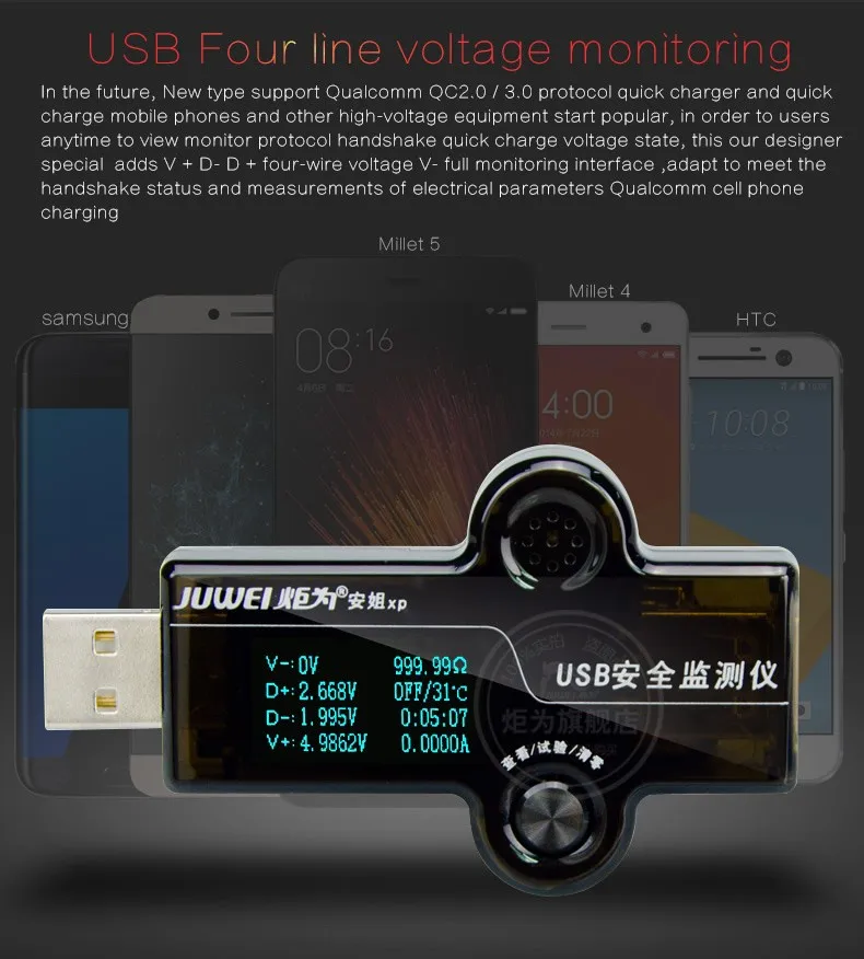 HiDANCE USB OLED тестер безопасности измеритель тока зарядное устройство Амперметр Вольтметр батарея мобильный источник питания Обнаружение емкости