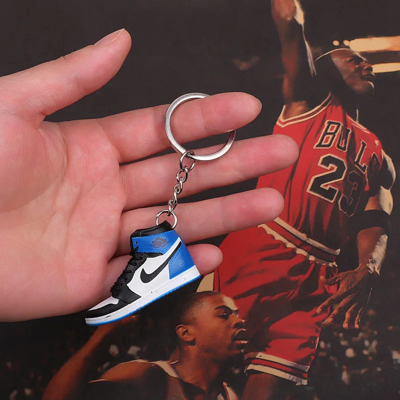 one shoe keychain Дропшиппинг aj1 offwhite Chicago Unc брелок в виде кроссовка Air Jordan 1 3D мини-кроссовки, закрытая спортивная обувь брелок в виде кроссовка s - Цвет: one shoe keychain