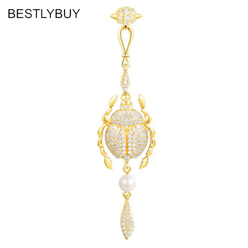 BESTLYBUY Новая коллекция Роскошные ААА кубический цирконий Египетский скарабей серьги-капли для женщин Monaco модные украшения