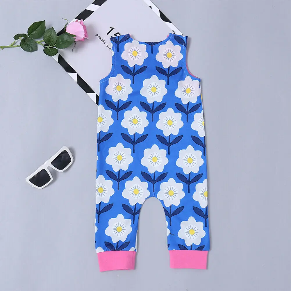 Новинка 2019 Повседневный хлопковый комбинезон с бантом и голубым цветочным