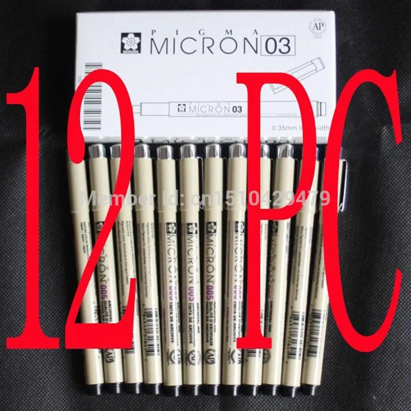12 штук кор. Sakura Pigma Микрон ручка игла чертеж 04/0 4 мм|pen data|pen crocodilepen kiss |