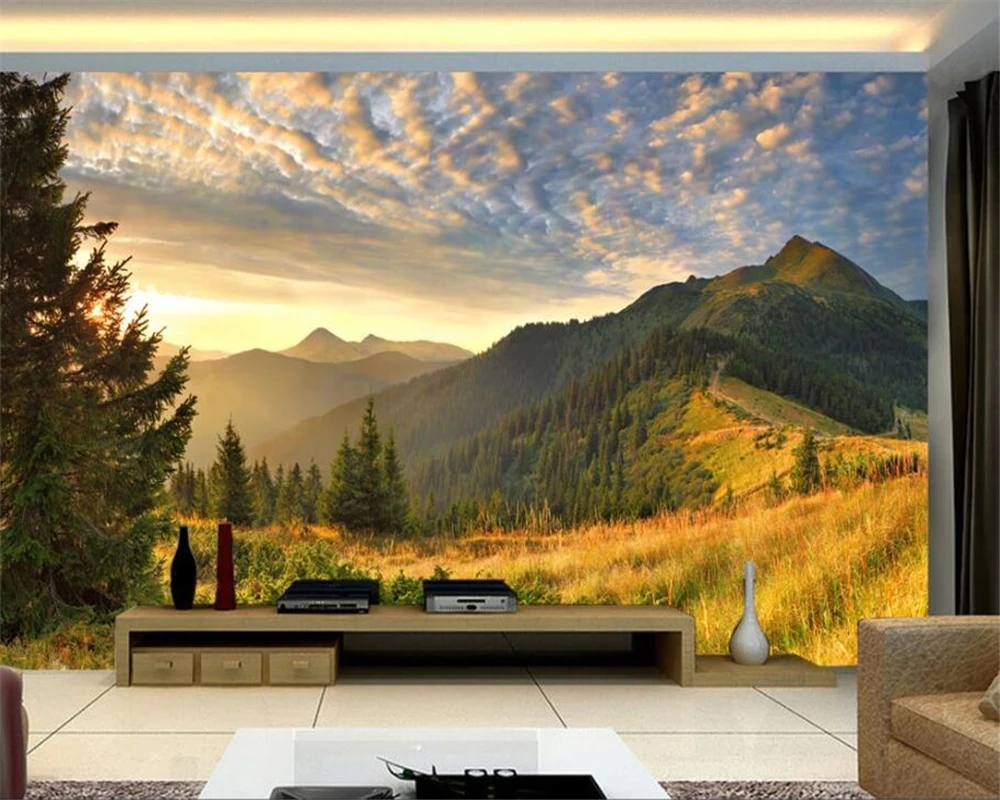 3d обои на заказ фотообои для осени восхода альпинизма диких пейзажей ТВ фон