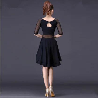 Женское платье для латиноамериканских танцев черное профессиональное