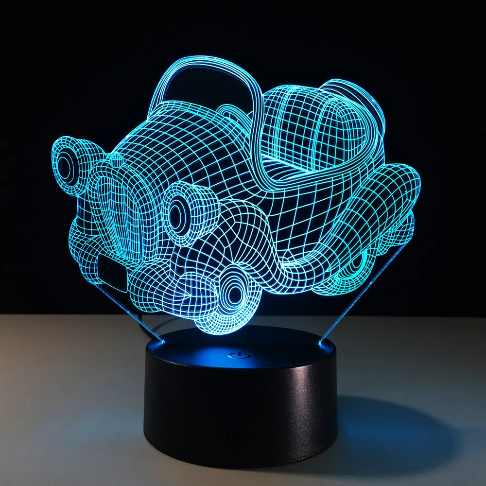 Ретро качающийся автомобиль 3D ночной Светильник акриловая пластина RGB