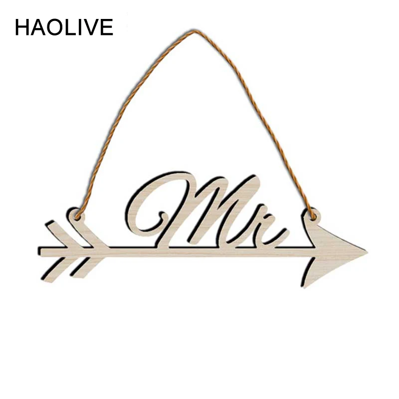 HAOLIVE 1 пара MR & MRS стрелка палец деревянный Свадебный декор резьбой индикатор для