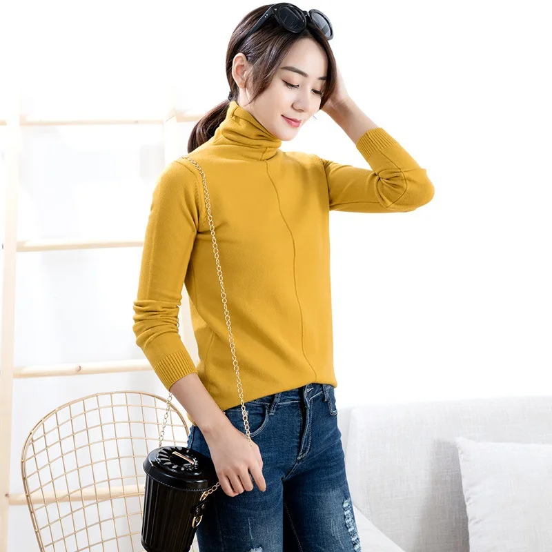 New Fashion Spring High Collar sweater bottom knitted woman's Pull Over Sweater | Женская одежда