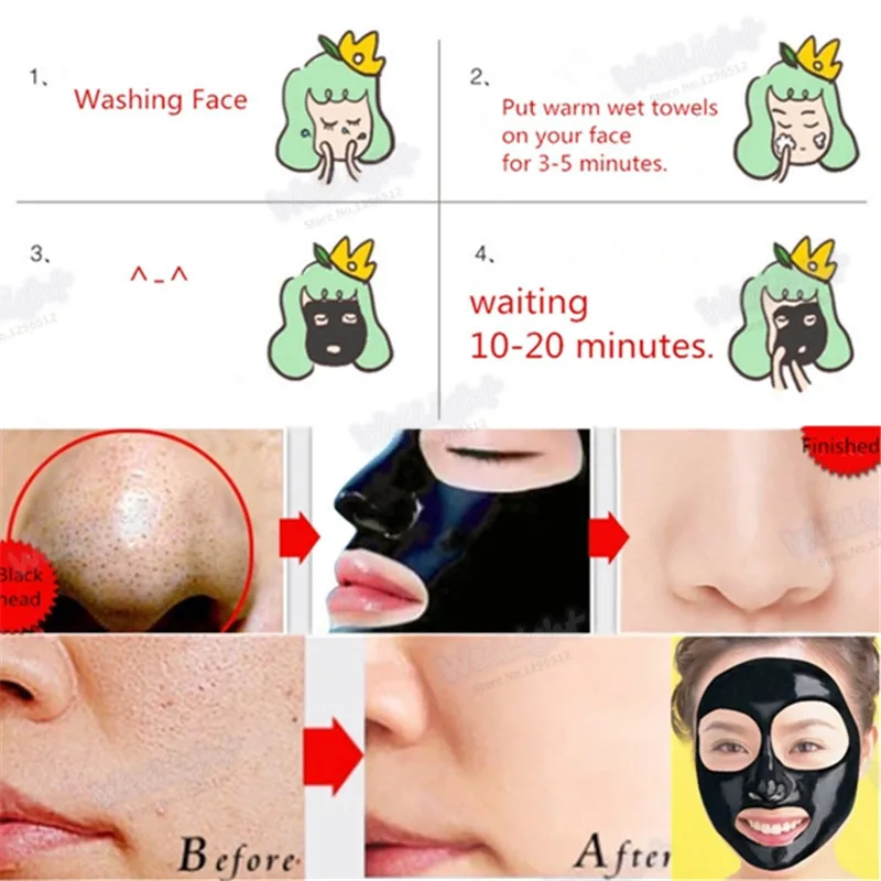 120ml Suction Black Mask Facial Fast Blackhead Remover Peeling Acne Treatments Peel off black mask cream | Красота и здоровье
