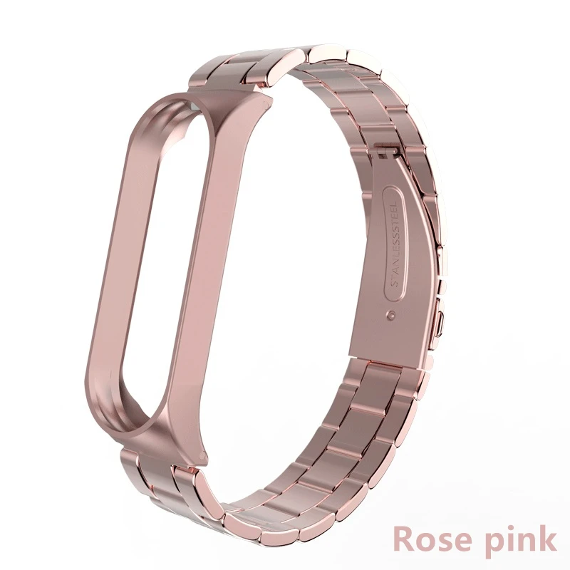 Sanzhu-Rose pink Mi band 4 ремешок для Xiaomi mi band 3 умный браслет металлический браслет из нержавеющей стали ремешок для Xiaomi mi band 4 mi band 3 умный Браслет - Цвет: Sanzhu-Rose pink
