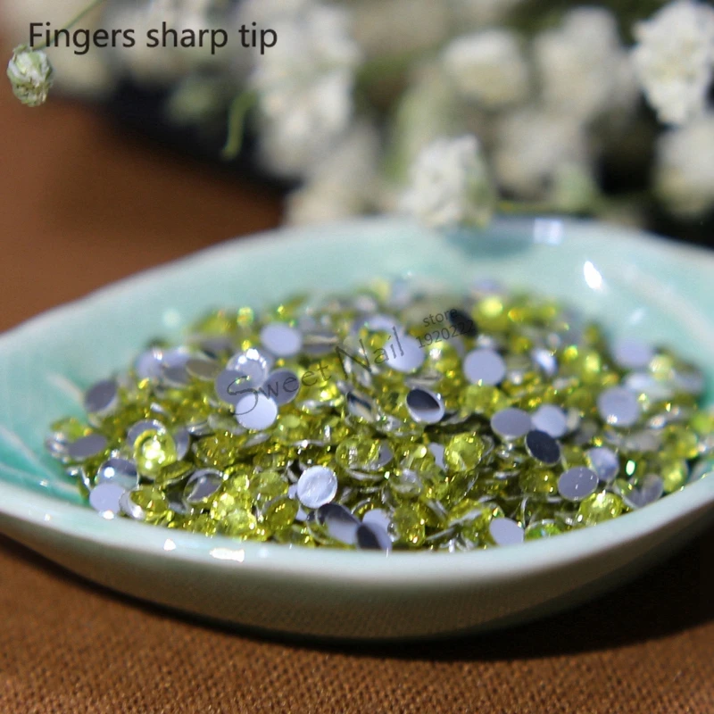 

5000 шт. SS6 лимон 14 граней резиновые круглые стразы сверкающие стразы s украшения для ногтевого дизайна DIY N10