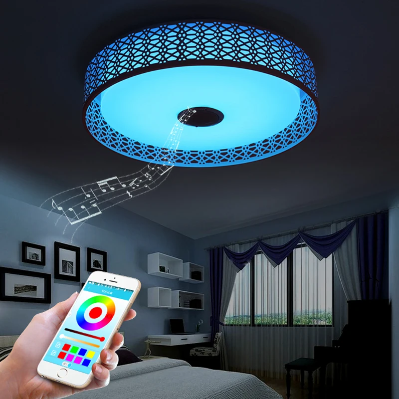 Современный Bluetooth светодио дный динамик светодиодный потолочный светильник