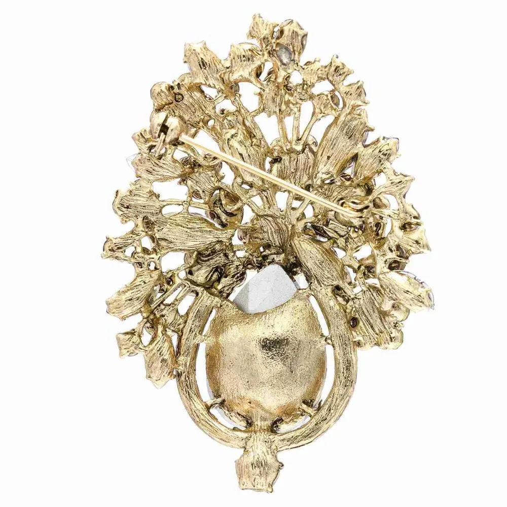 Винтажная брошь-капля в форме цветка брошь с кристаллами 3 1 дюйма стразы зеленого