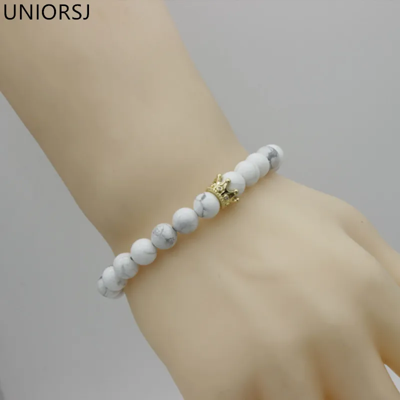 Браслет для пары шармы черный камень белый бисер Хаулит мужчин ювелирная диадема