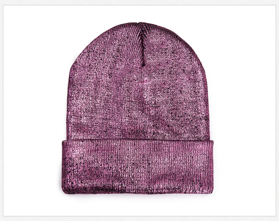 Женская вязаная шапка Skullies Beanies, модная зимняя женская шапка с золотым тиснением, одноцветная шапка бини, Женская мигающая шапка Skullies для девушек