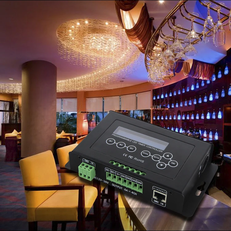 BC-322-6A DC12V-36V DMX 512 вход программируемый таймер светодиодный диммер контроллер аквариума светодиодный Srip световой контроллер с ЖК-дисплеем