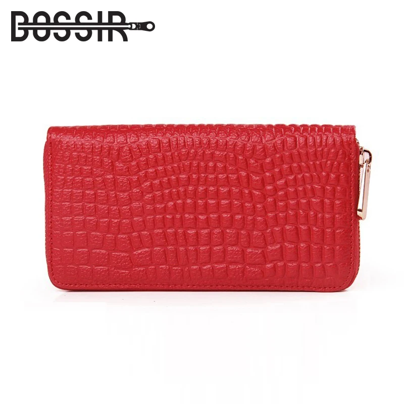 Женские кошельки Кожаный Модный женский кошелек на молнии с каменным узором