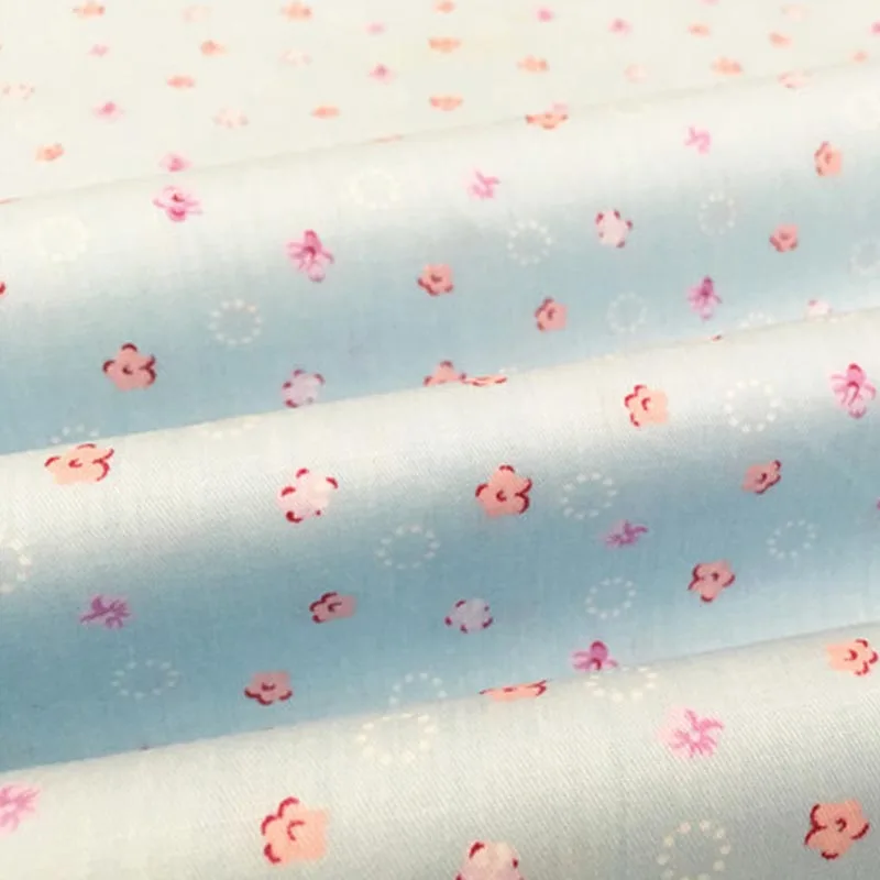 100% хлопок саржевая ткань элегантная синяя Роза цветок ткани для DIY детей куклы