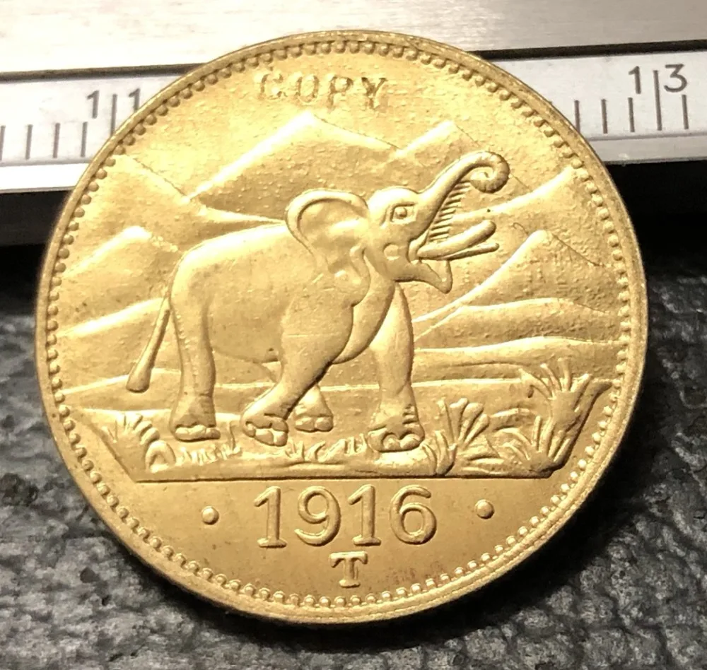 1916 немецкая Восточная Африка 15 рупиен-вихелм Золотая копия монеты