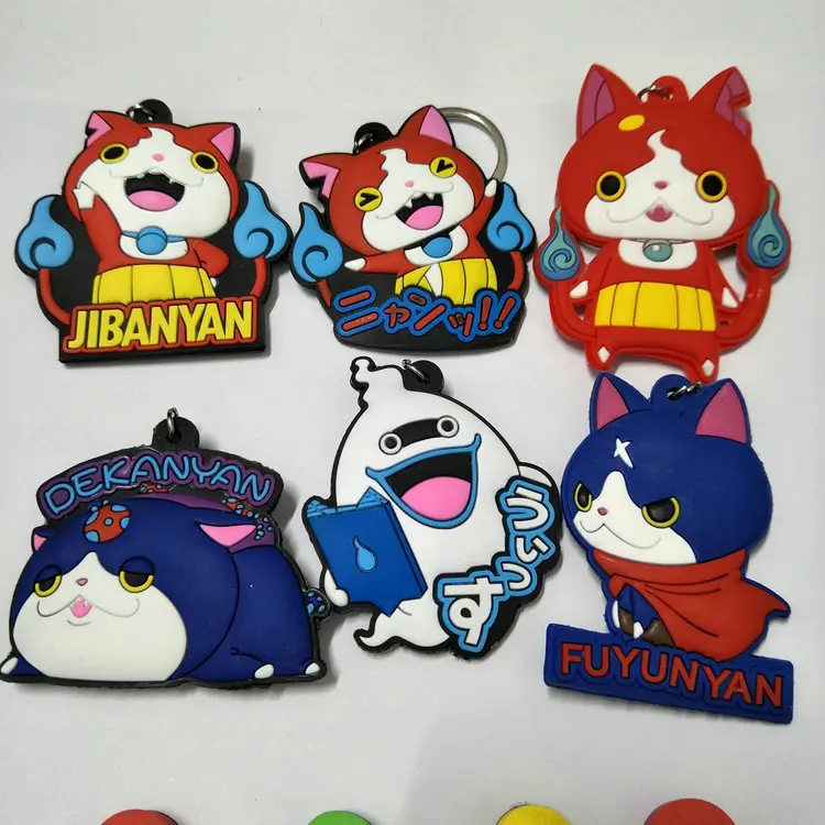 6 см часы YoKai Jibanyan мультфильм аниме брелок для ключей ПВХ фигурка игрушка подарок
