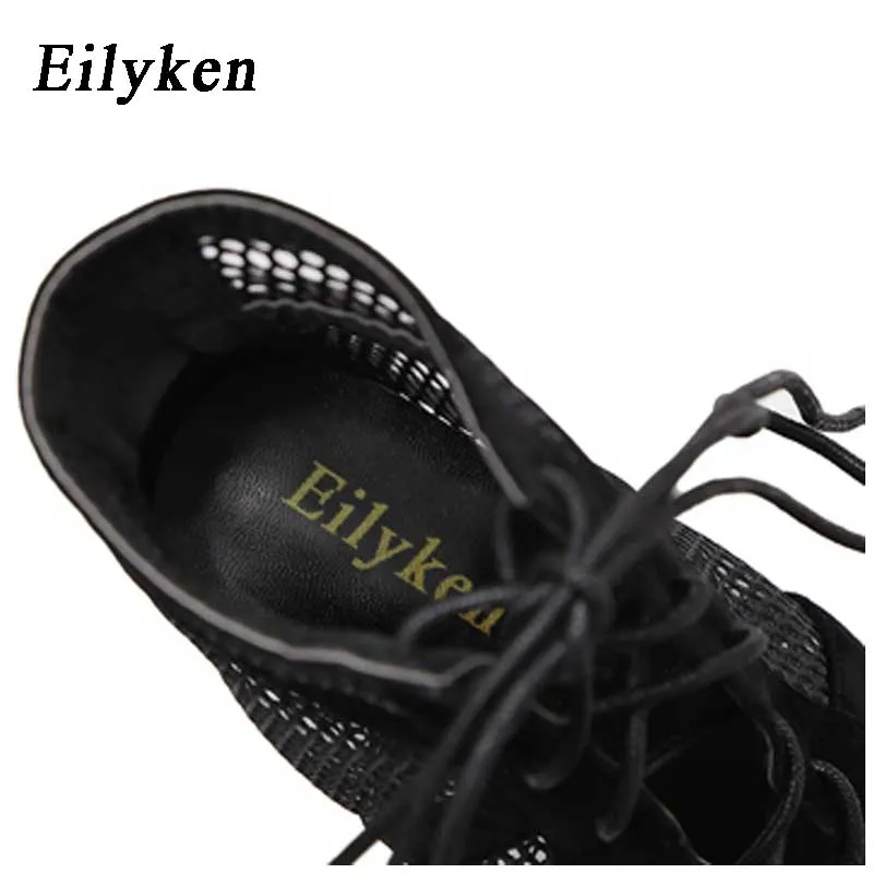 Eilyken/2020 модные черные летние сандалии на шнуровке с перекрестной шнуровкой и