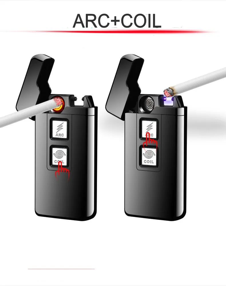 Новинка, 2 в 1, катушка, дуговая зажигалка, умная, Электронная, USB Зажигалка, двойного назначения, сенсорное, Индукционное зажигание, металлическая зажигалка для прикуривателя, mecheros