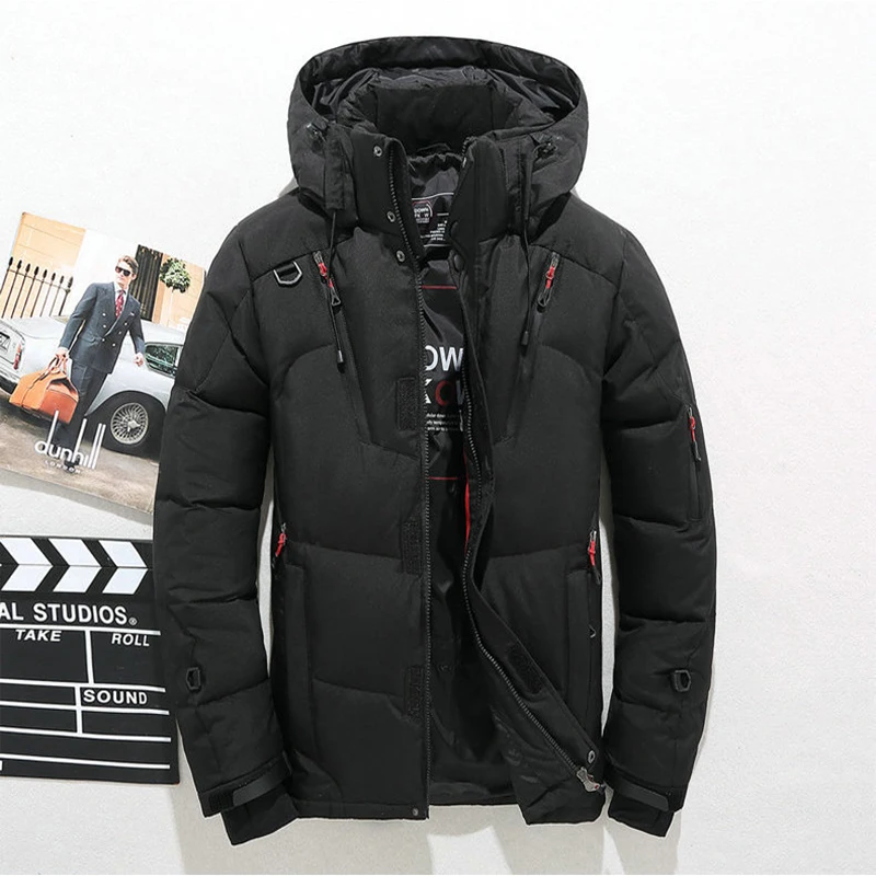 New High Quality Winter Warm Thicken Zipper Coats Men's Hooded Parkas Casual Male Slim Zipper Multi-Pockets Overcoat Jackets