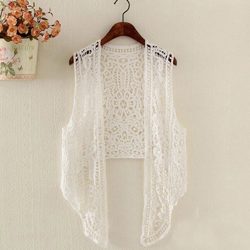 Женский сексуальный ассиметричный открытый кардиган с вышивкой Летний Пляжный