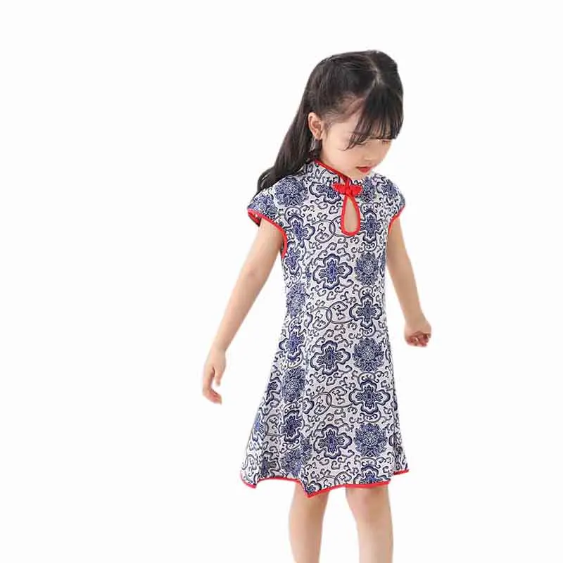 Детская одежда платье для девочек в китайском стиле Cheongsam От 1 до 5 лет детское