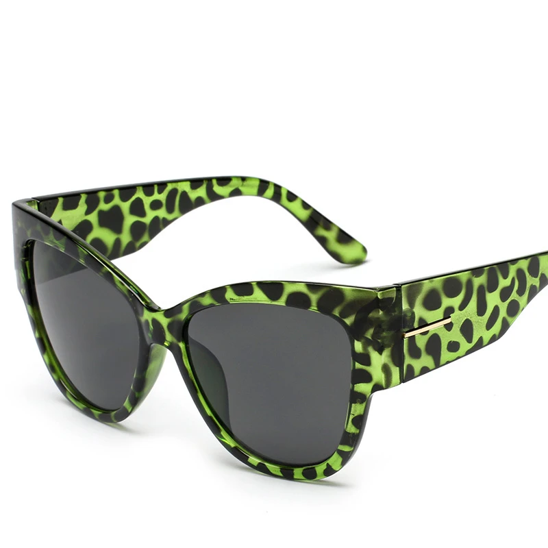 Green Leopard Роскошные брендовые дизайнерские женские солнцезащитные очки большого размера ацетатные солнцезащитные очки «кошачий глаз» сексуальные оттенки - Цвет линз: Green Leopard
