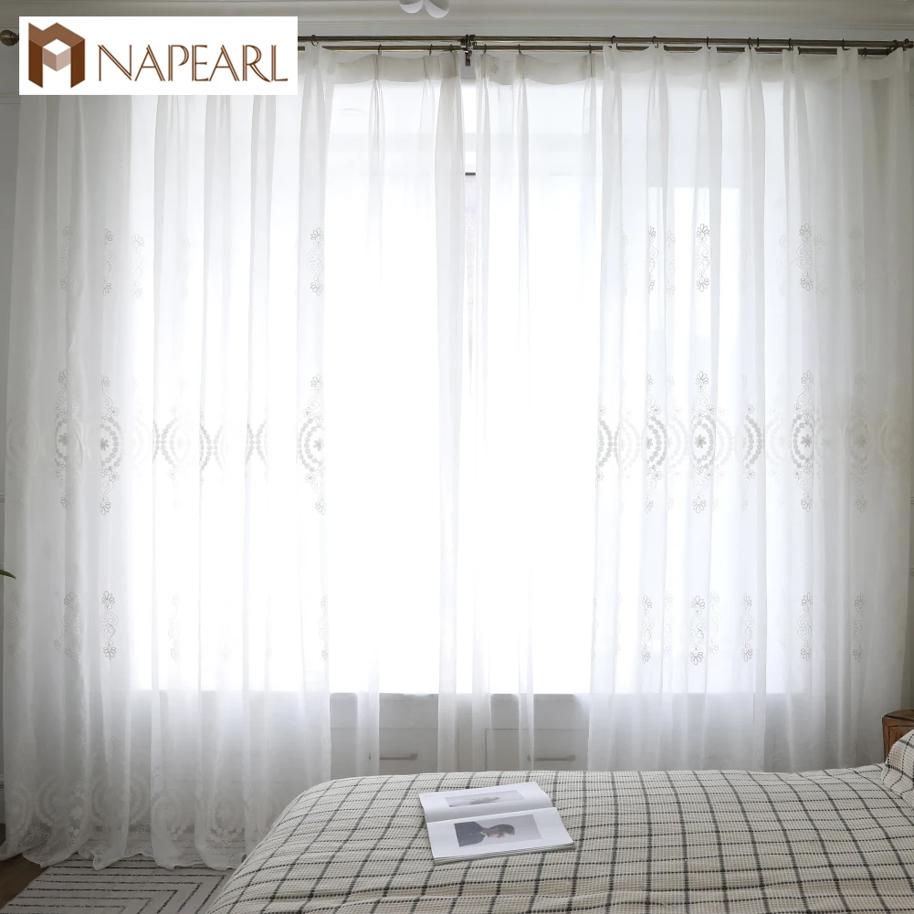 NAPEARL 1 шт. универсальные прозрачные шторы с вышивкой Европейский цветочный дизайн
