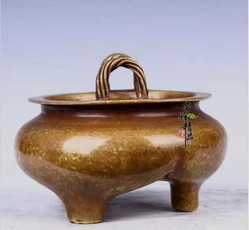 Chinese Palace Royal Bronze Copper Gild Three Feet Two Ear Incense Burner Censer | Дом и сад